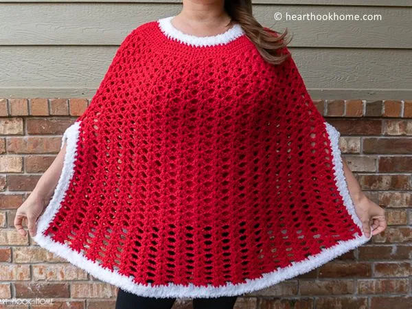 crochet Holly Jolly Poncho free pattern