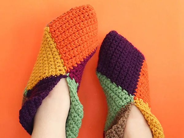 crochet Harlequin Slippers free pattern