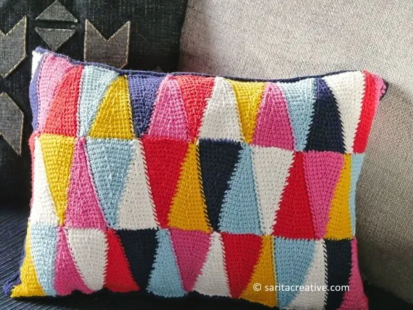 HARLEQUIN CROCHETED CUSHION