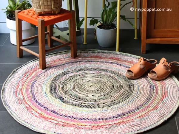 COIL + CROCHET SCRAP FABRIC RUG