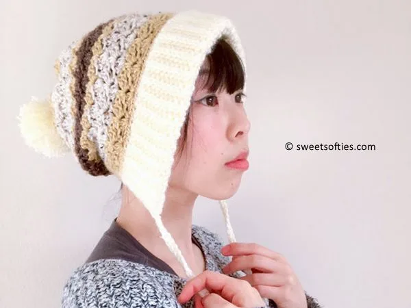 Slouchy Beanie with Pom Poms