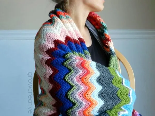 Scrappy Crochet Chevron Blanket