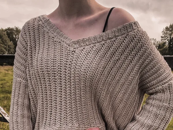 crochet SLOUCHY V NECK SWEATER free pattern