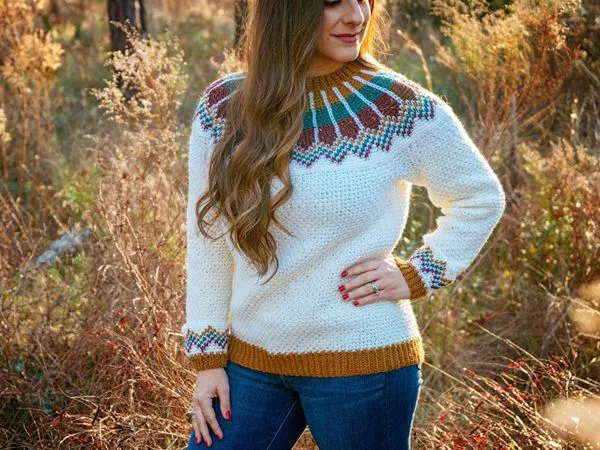 crochet Traveler Fair Isle Sweater easy pattern