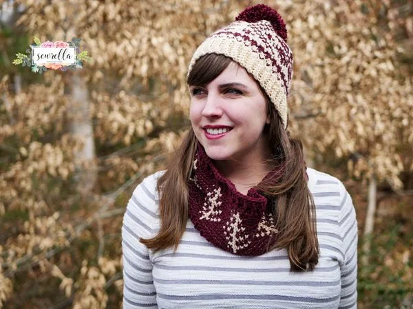 crochet Faux Knit Fair Isle Toque Cowl free pattern