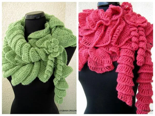 Ruffle Scarf With Flower