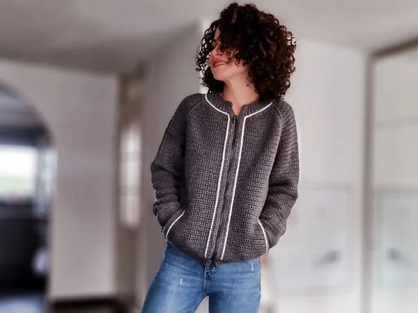 crochet Varsity Jacket free pattern