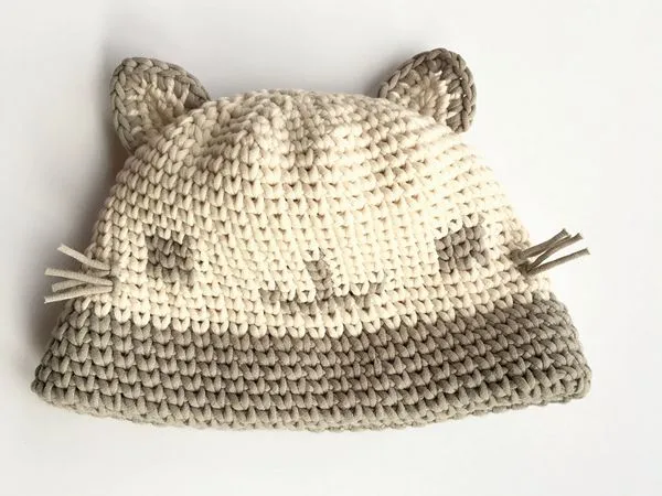 crochet Kitty Cat Face Hat free pattern